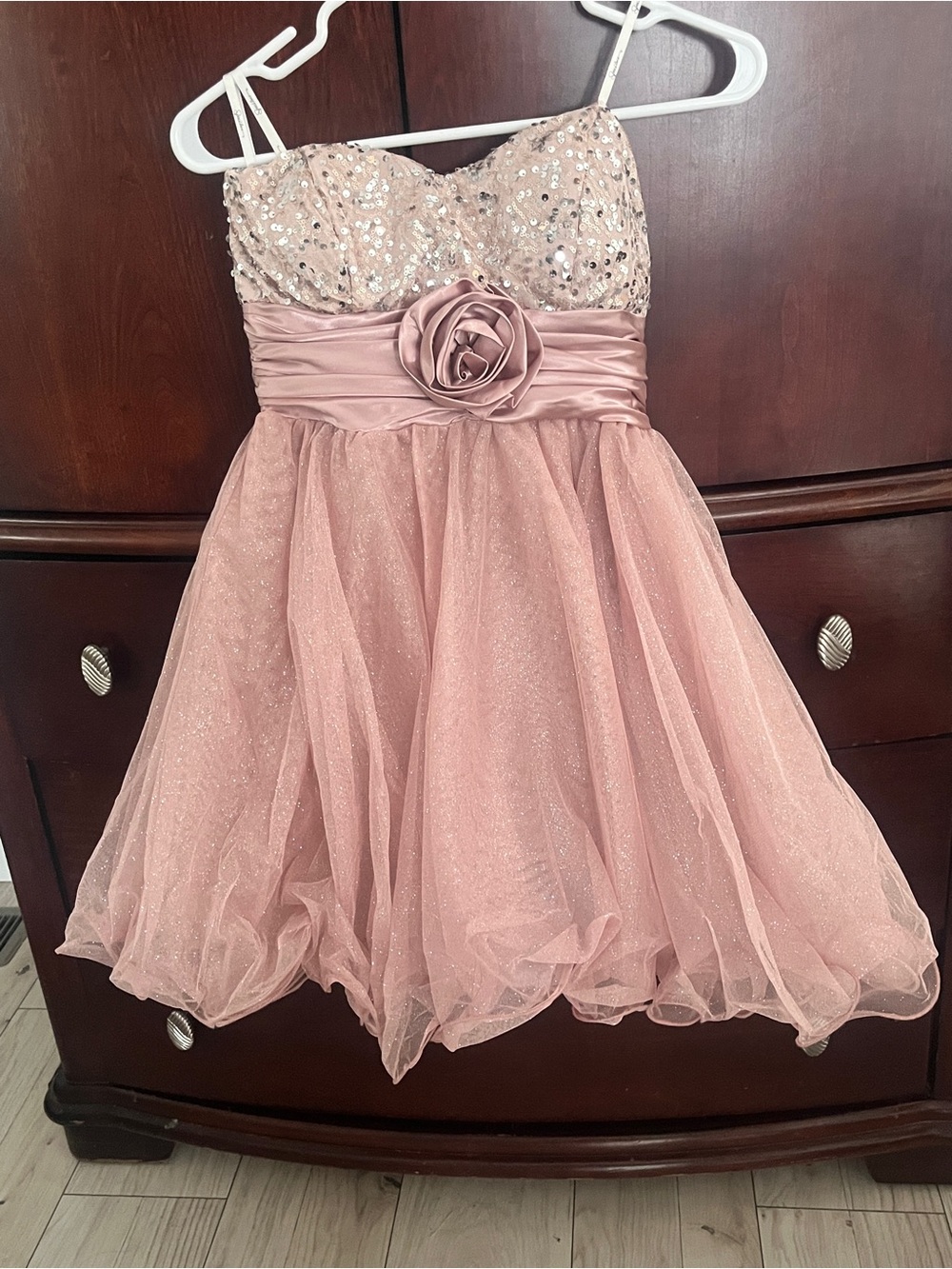Speechless Rose Pink Sequin Bodice Tulle Party Dress